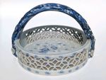 Antique 19th Century Blue & White Hirado Porcelain Reticulated Basket Flowers