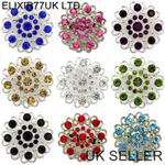 SILVER HEART FLOWER DIAMANTE PIN BROOCH RED BLUE PINK CRYSTAL BROACH WEDDING LOT