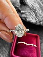 IGI Certified Lab Created 3.40 Ct Oval Cut Diamond Ring Band Set 18K White Gold