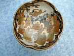 Japanese hand painted porcelain bowl gold gilt faces meiji period with box