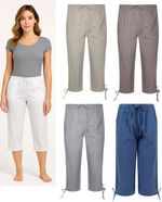 Ladies Womens 3/4 Shorts Pedal Pushers Cotton Summer Pants Capri Light Weight 