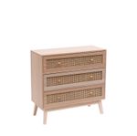 Rattan Chest Cabinet 3 Drawer Bedroom Furniture Storage Drawers Natural Wooden