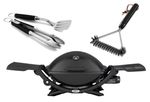 Weber Q2200 Black Gas BBQ includes Free Tong, Spatula and BBQ Brush (damage box)