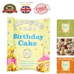 Indulge in 24g Birthday Cake Flavored Popcorn with White Chocolate Sprinkles