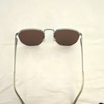 River Island Men's Oval Sunglasses Metal Frame Silver, Brown Tinted Lenses