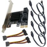 SATA 4 Port Contoller PCIe Adapter Data Power Cable HDD DVD Drive Expansion Card