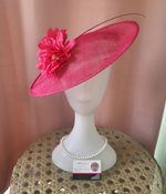 pink sinamay wide brim wedding hat .cerise . Fushia.  Horse Races .ladies Day .