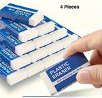  4 Pieces of Rubber Plastic Erasers for Children School Home Office Drawing
