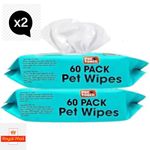 120 Pet Grooming Wipes (2x60) | Aloe Vera & Tea Tree Oil | For Dogs & Cats
