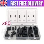 80Pcs 5/32" to 3/8" Rubber Vacuum Cap Assortment Kit 6 Sizes Set Black UK