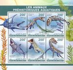 PREHISTORIC AQUATIC ANIMALS Fish Dinosaur MNH 6v-Stamp Sheet #66 (2024 Djibouti)