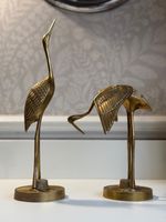 Vintage Brass Crane / HeronBird Figurines Pair Mid Century Style Statues