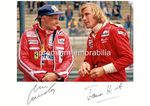 MOTORSPORT 1976 FORMULA 1 F1 LEGENDS JAMES HUNT & NIKI LAUDA SIGNED PRE-PRINT