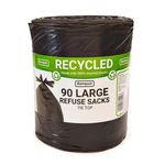 Large Refuse Sacks Heavy Duty Recycled Tie Top Bin liners - 110 Litre - 90 Bags