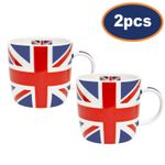 2pc 175ml Union Jack Ceramic Mug British Flag Design Cup UK Pride Microwave Safe