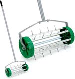 NEW! Heavy Duty Rolling Grass Lawn Garden Aerator Roller - 3 Piece Steel Handle