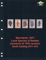 $7.95 Scott Value  - 1974 MAURITANIA Beetles Insects scarcer CV MNH NH UMM