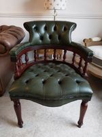 A Racing Green parliament Chesterfield Leather Captains Chair