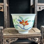 Chinese Ming Chenghua Blue and White Doucai Porcelain Okra Design Cup 2.8 inch
