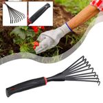 Small Garden Rake Stainless Steel Hand Cultivator Soil Weeding Tool