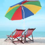 1.8m Beach Tilting Parasol Umbrella Patio Garden Outdoor UV Protection Sun Shade