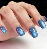 24pcs High-grade Light Blue Cat-eye Pattern, Detachable, Wearable Press on Nails