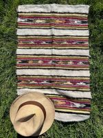 Vintage Handmade Peruvian sheeps Wool Multicolour natural dyes 30 x 19 ins £15