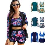 Womens Rash Guard Swimsuit  3-Piece  Swimming costume UPF 50+ Bikini Top