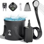 Portable Camping Shower, 6000mAh Rechargeable Shower Pump, Foldable Bucket