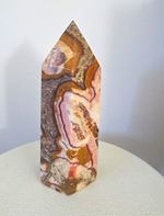 Large Red Banded Stone Crystal Tower Obelisk 2.366kg 22cm Polished
