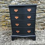 Black Wooden 4 Drawer Chest of Drawers, Freestanding, Copper-Coloured Handles
