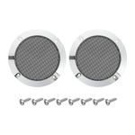 2Pcs 4" Black Speaker Grill Mesh Metal Cover Bright Silver ABS Frame