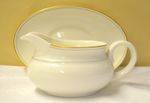 M&S St Michael Lumiere White Gold Rim Gravy Sauce Boat with Underplate