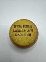 Vintage Loyola Federal Savings And Loan Wooden Yo-Yo 1960S Antique No String ￼