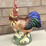 Vintage Hand-painted Ceramic Rooster Figurine, Large 11.5"