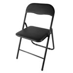 Black Metal Folding Chair Foldable Computer Desk Office Party Back Rest Chairs