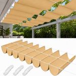 Retractable Wave Sun Shade Sail 95% UV Block Outdoor Canopy Cover Garden Patio