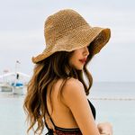 Floppy Foldable Ladies Women Straw Beach Sun Hat Summer Travel Wide Brim Cap UK