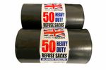 100 HEAVY DUTY BLACK THICK REFUSE SACKS STRONG THICK RUBBISH BAGS BIN LINERS