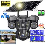 3 Lens WiFi Solar Security Camera CCTV Night Vision Two-Way Audio 10X Zoom V380