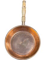 Vintage Copper Saucepan Hammered Finish Wooden Handle Collectable Cookware (TRN)