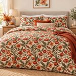 Wylder Autumn Garden Cotton Rich Duvet Cover Set Pumpkin Halloween Floral BNWT