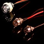 12V Ultra-Bright 3mm 5mm 10mm Prewired LED with Chrome Bezel Holder All Colours