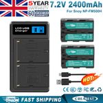 2x NP-FM500H Battery +Charger For Sony DSLR/SLT A58 A57 A350 A500 A100 A200 A300