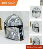 Mandalorian Cosplay Helmet in Shiny Silver - Ideal for Festivals & Displays