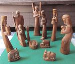 Vintage African Carved Wooden Nativity Set
