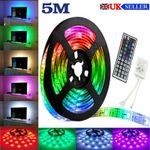 LED Strip Lights 5050 5M RGB Light Colour Changing Tape Cabinet  Remote UK