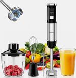 YASHE 1000W 6-Speed Hand Blender Set Turbo Chopper Whisk 0.6L Black