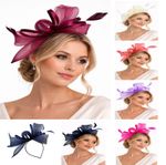 Flower Feather Hair Hat Fascinator Headband Clip Wedding Royal Ascot Formal Race