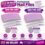 Professional Half Moon Nail Files 100/180 & 180/240 Grit Natural Acrylic